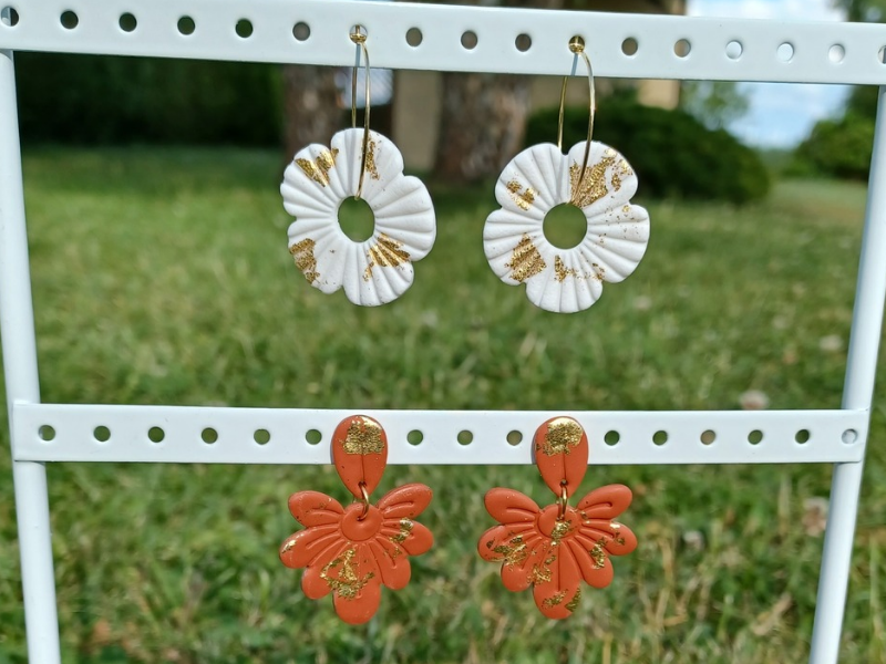 2 paires de boucles d'oreilles en pâte polymère