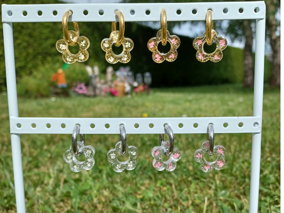 1 Paire de Créoles Florales