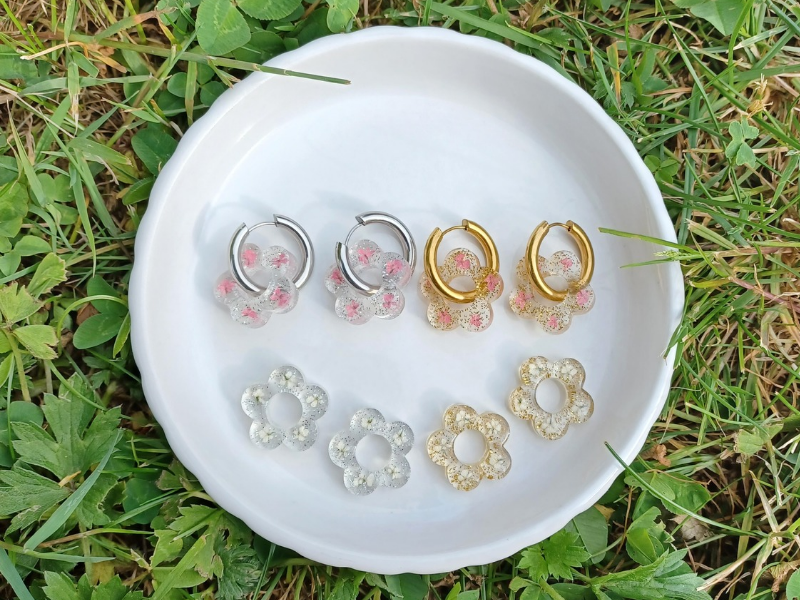 Créoles florales et sa paire d'interchangeables