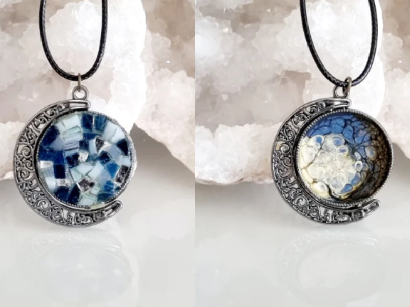 Collier Pendentif Lune et Soleil, Faces Réversibles