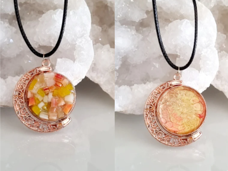 Collier Pendentif Lune et Soleil, Faces Réversibles
