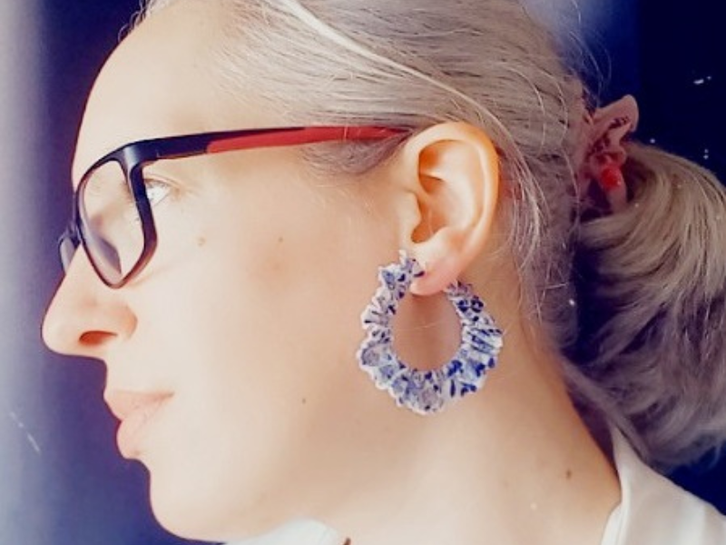 BOUCLES D'OREILLES SOLEIL INTERCHANGEABLES EN TISSU