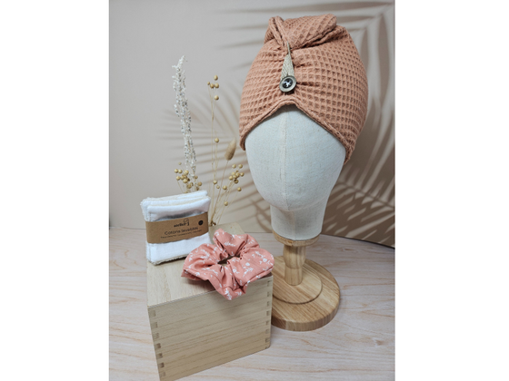 Coffret Beauté – Cotons Lavables, Turban sèche cheveux & Chouchou