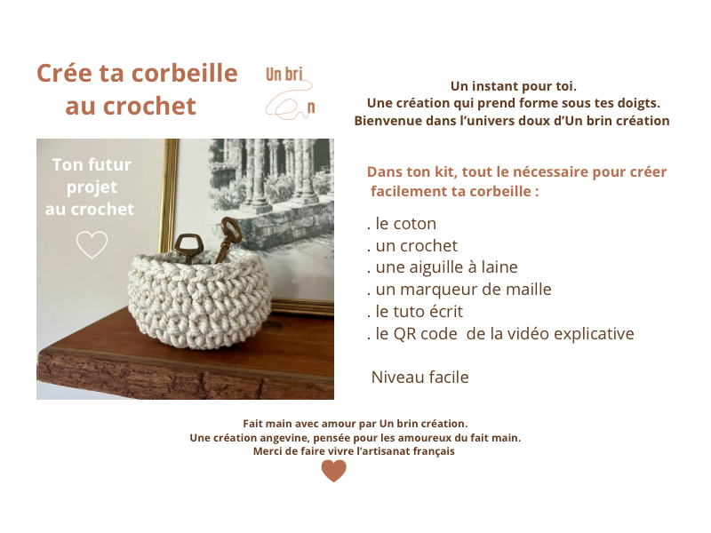 Kit crochet débutant. Crée ta corbeille