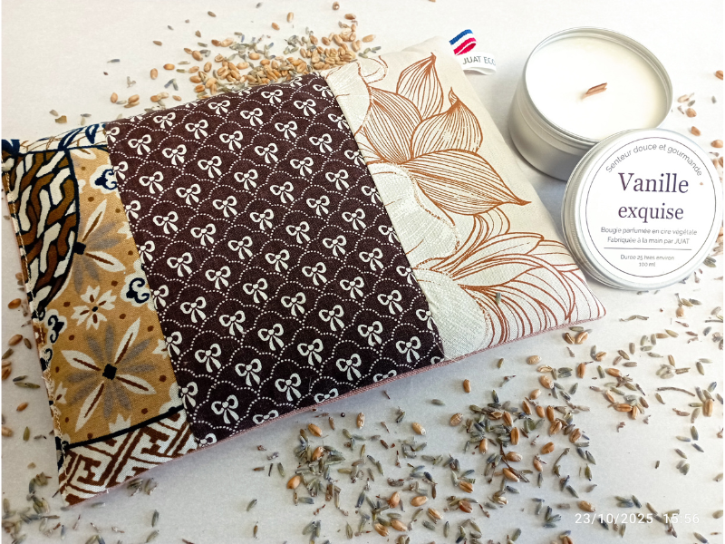 Duo bouillotte au noyaux de cerise et bougie végétale