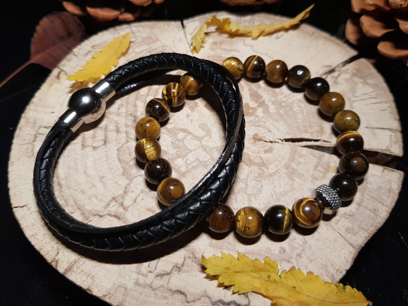 Duo de bracelets - Pierres naturelles & cuir véritable