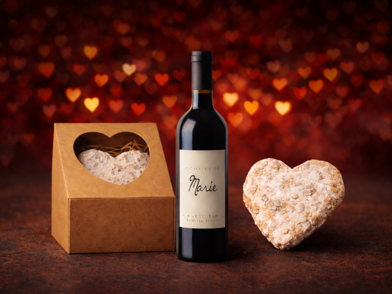 Coffret Saint-Valentin Vin et Saucisson Coeur