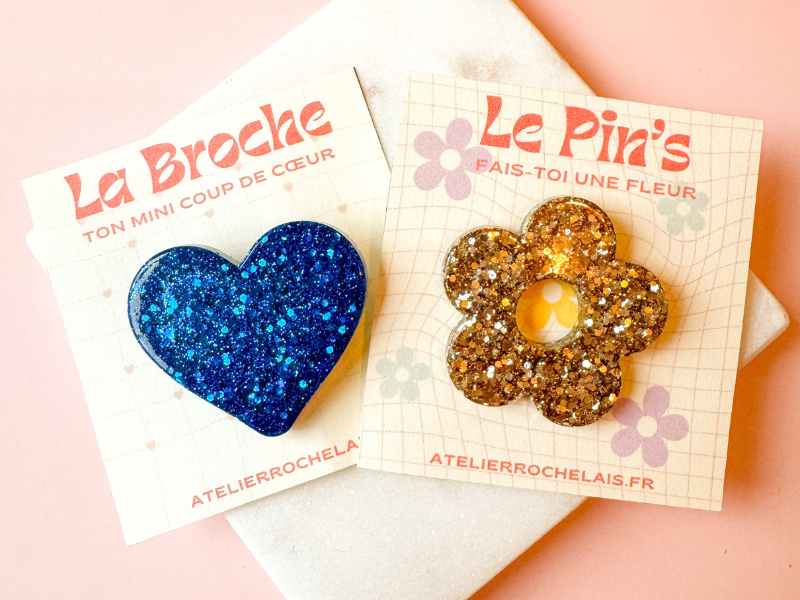 Coffret Duo Broche Cœur et Pin’s Fleur
