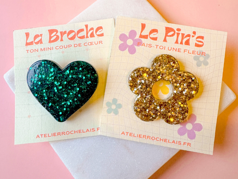 Coffret Duo Broche Cœur et Pin’s Fleur