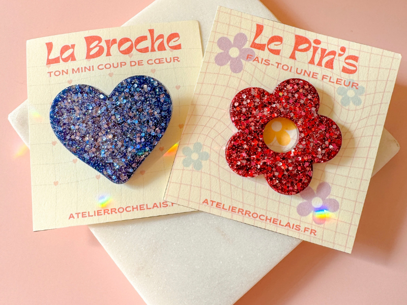Coffret Duo Broche Cœur et Pin’s Fleur