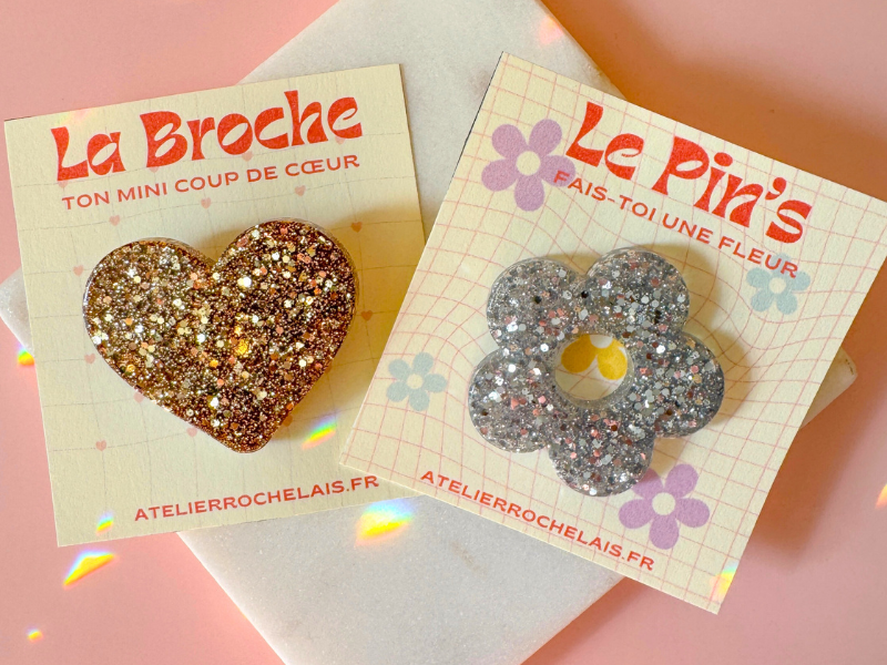 Coffret Duo Broche Cœur et Pin’s Fleur