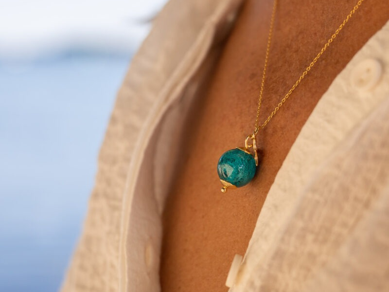 Collier Doré Et Turquoise Avec Pierre Hématite - Occasion, Bijou Fantaisie