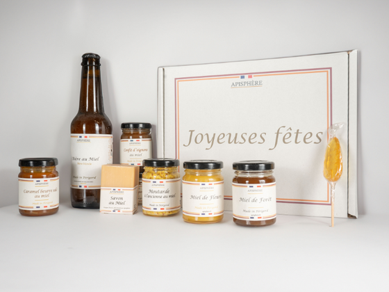 Coffret Gourmandises aux Miels : Miels, Tartinables Sucrés/Salés et Bières