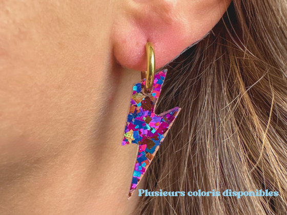 Boucles d'oreilles Eclairs Pailletées