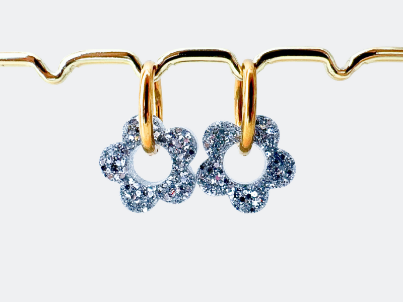 Boucles d'oreilles Fleurs Pailletées