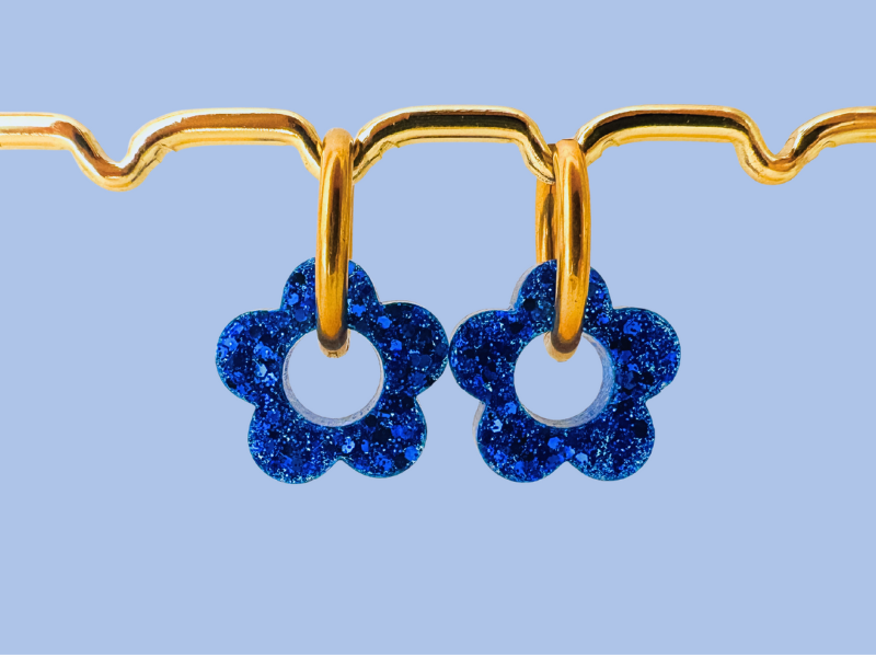 Boucles d'oreilles Fleurs Pailletées
