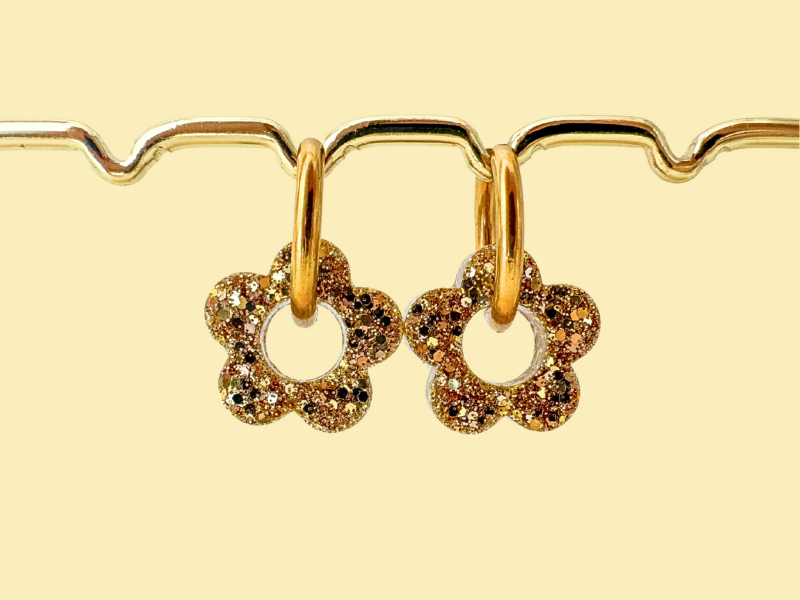 Boucles d'oreilles Fleurs Pailletées
