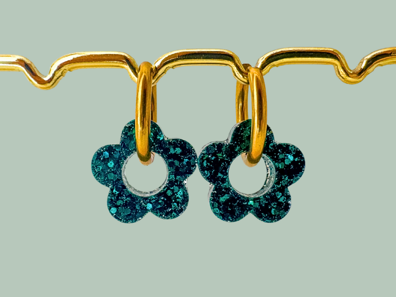 Boucles d'oreilles Fleurs Pailletées
