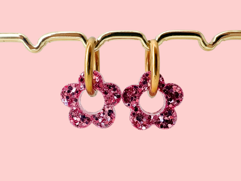 Boucles d'oreilles Fleurs Pailletées
