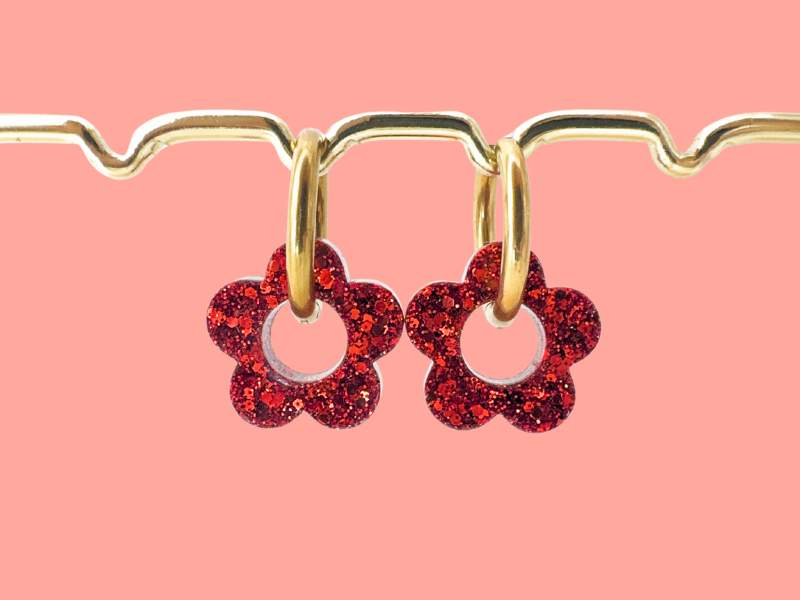 Boucles d'oreilles Fleurs Pailletées
