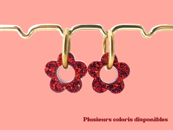 Boucles d'oreilles Fleurs Pailletées
