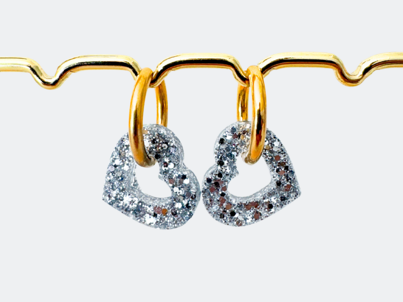 Boucles d'oreilles Cœurs Pailletées