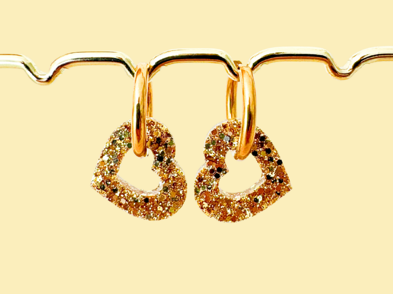 Boucles d'oreilles Cœurs Pailletées