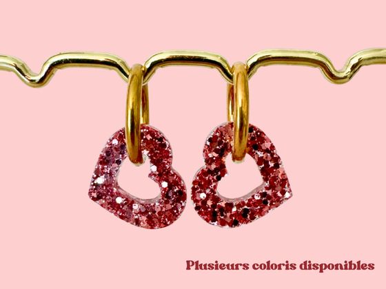 Boucles d'oreilles Cœurs Pailletées