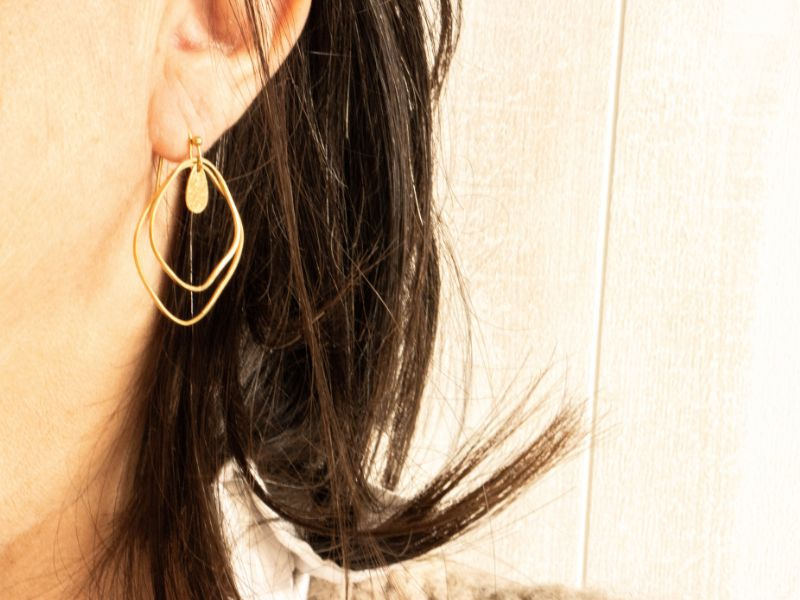 Boucles oreilles 2 carrés et goutte