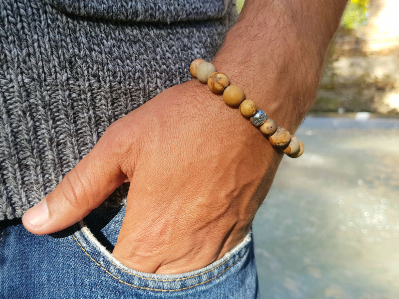 Bracelet homme en perles naturelles