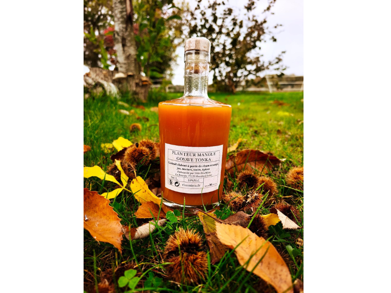 Une bouteille de planteur Mangue Goyave Fève Tonka