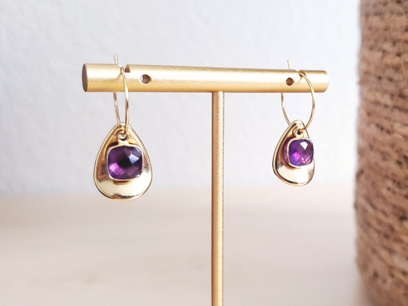 Créoles breloques Améthyste