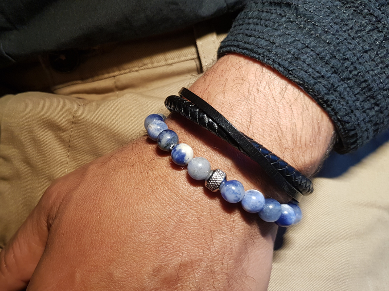 Duo de bracelets - Pierres naturelles & cuir véritable
