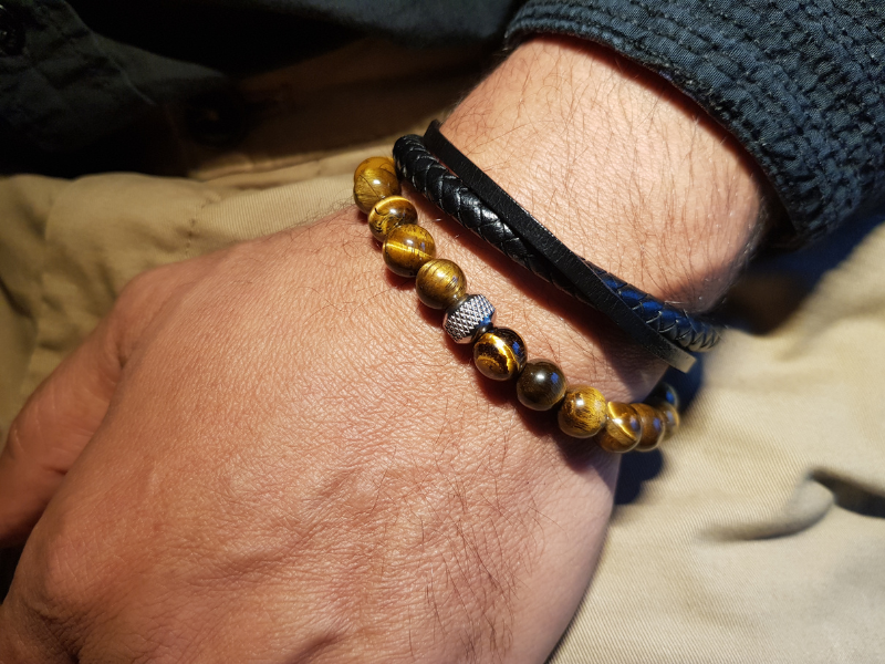 Duo de bracelets - Pierres naturelles & cuir véritable