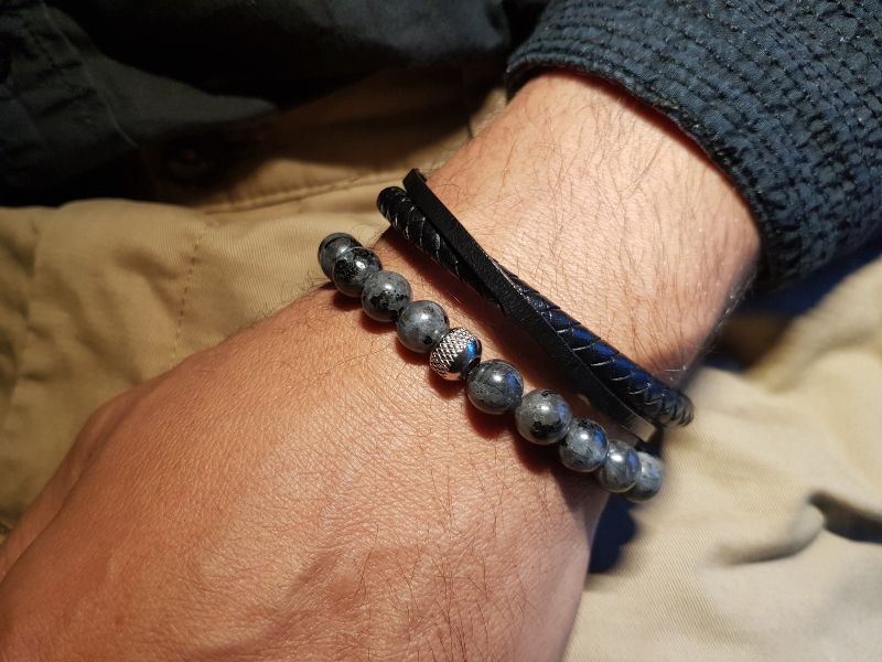 Duo de bracelets - Pierres naturelles & cuir véritable