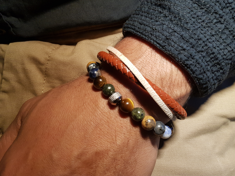 Duo de bracelets - Pierres naturelles & cuir véritable