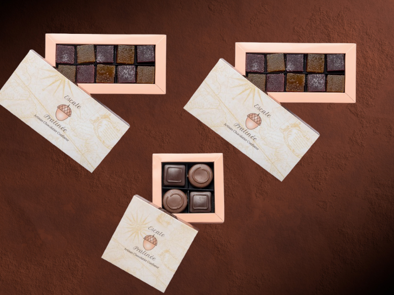 Coffret 22 pâtes de fruit et 4 chocolats pralinés