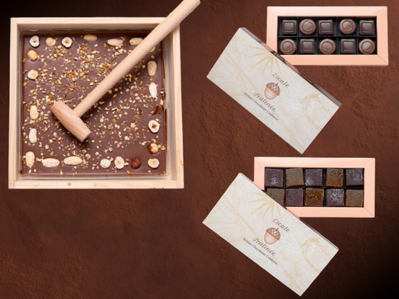 Chocolat à casser, pralinés et pâtes de fruit