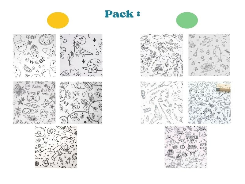 Coffret 5 set de table à colorier lavable + trousse magique et feutre + pochon de transport