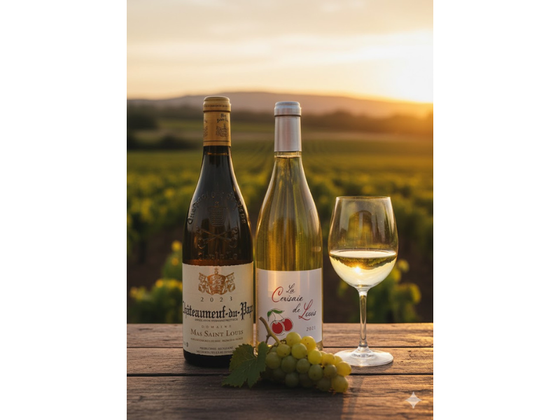 Coffret 2 Bouteilles Châteauneuf du Pape Blanc & Vin de France Blanc