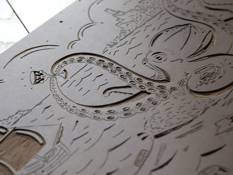 Linogravure « Le Graal » - Tirage artisanal 40×60 cm