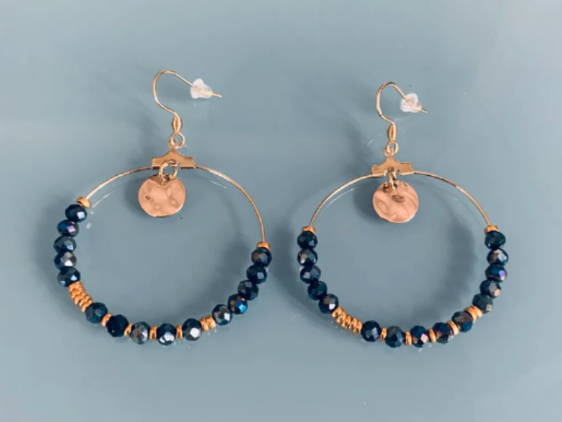 Ensemble collier, bracelet et créoles hématite