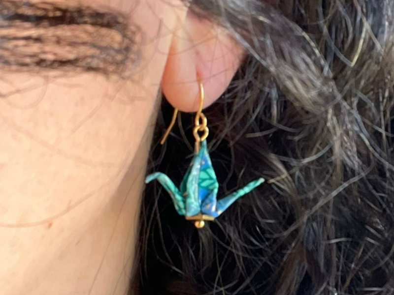 Boucles d'oreille origami en papier japonais
