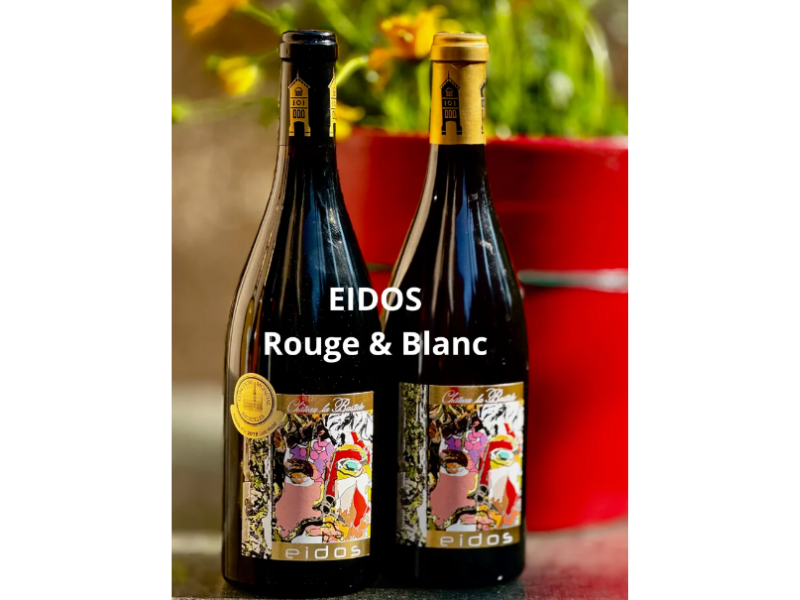 Eidos en rouge et en blanc. Duo classique AOP Corbières, élevés en fûts de chêne et de garde.