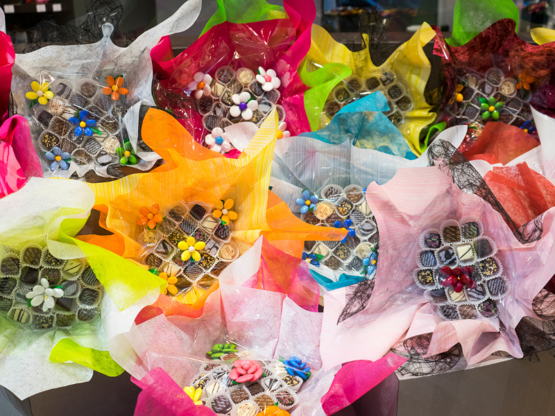 Bouquet de Chocolats et Marguerites en Dragées