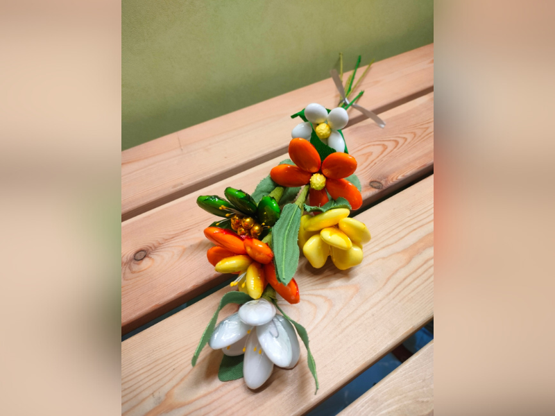 Bouquet gourmand de Pâques : fleurs en dragées et friture de Pâques
