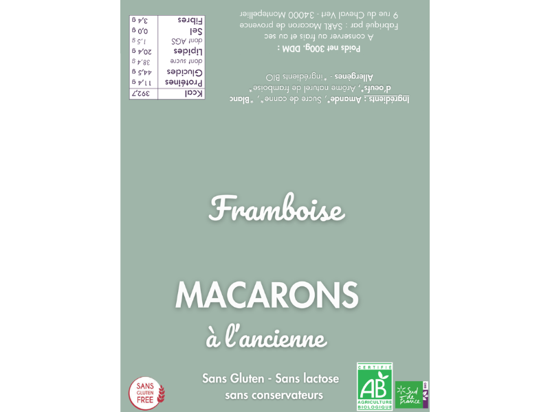Macarons Bio  300G Parfum framboise