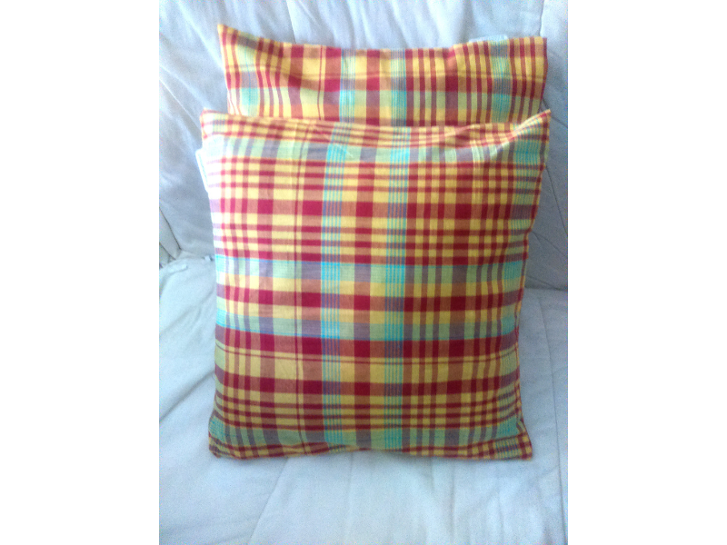 Lot de 2 housse de coussin Madras coton 100%