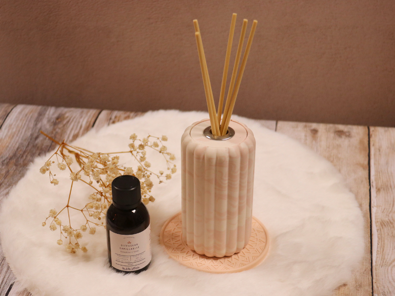 Un coffret diffuseur capillarité et son plateau