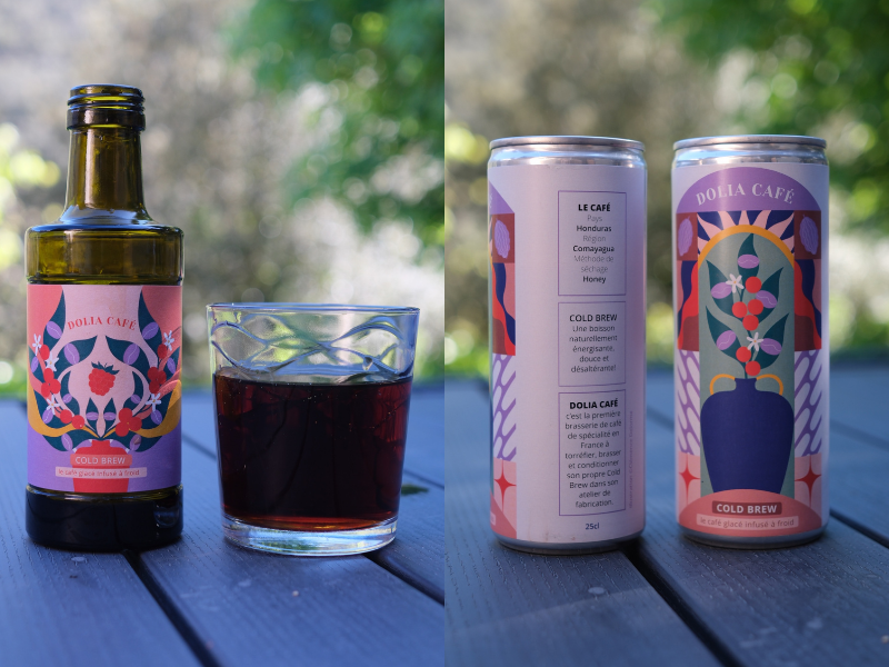 Coffret de 4 canettes de Cold Brew origine Honduras (25cl), de 4 bouteilles de Cold Brew origine Ethiopie (25cl) et 4 paquets de 250grs de café en grain